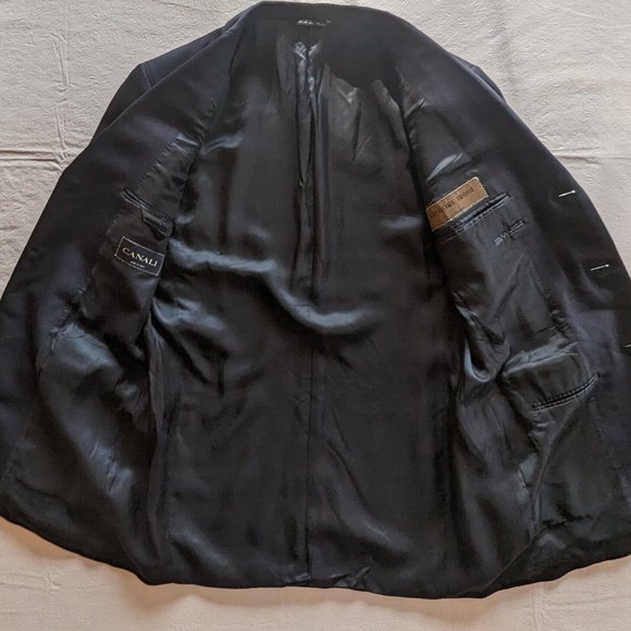 Canali Men's Navy Blue 100% Wool 3-Button Sport Coat Blazer Jacket Size 40R - Picture 4 of 6